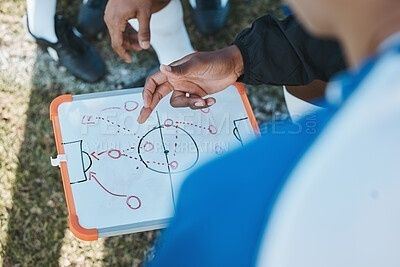 Händer pekar på en taktiktavla med en ritad spelplan
